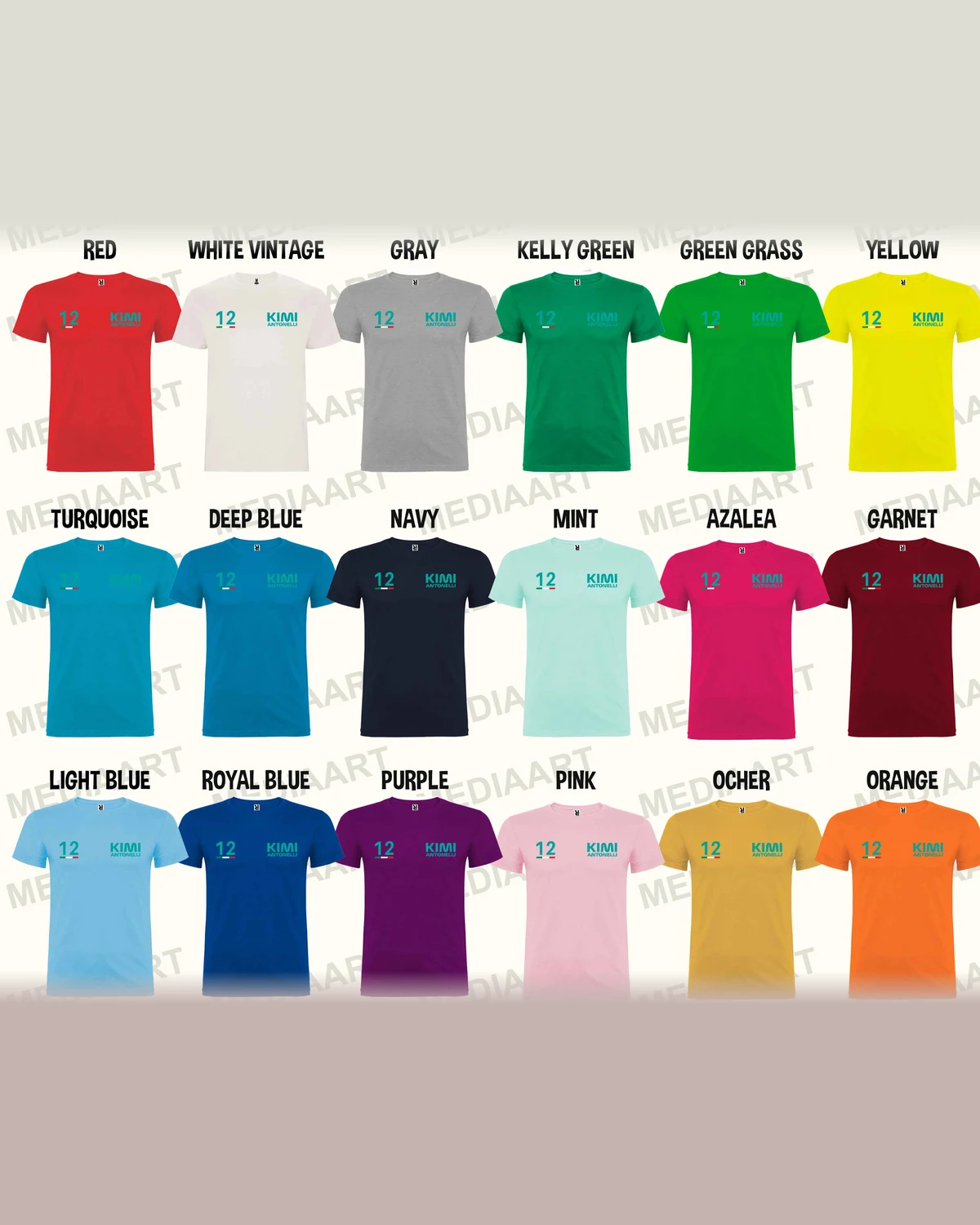 Kimi Antonelli 12 T-Shirt for Kids and Adults, F1 Fan Shirt