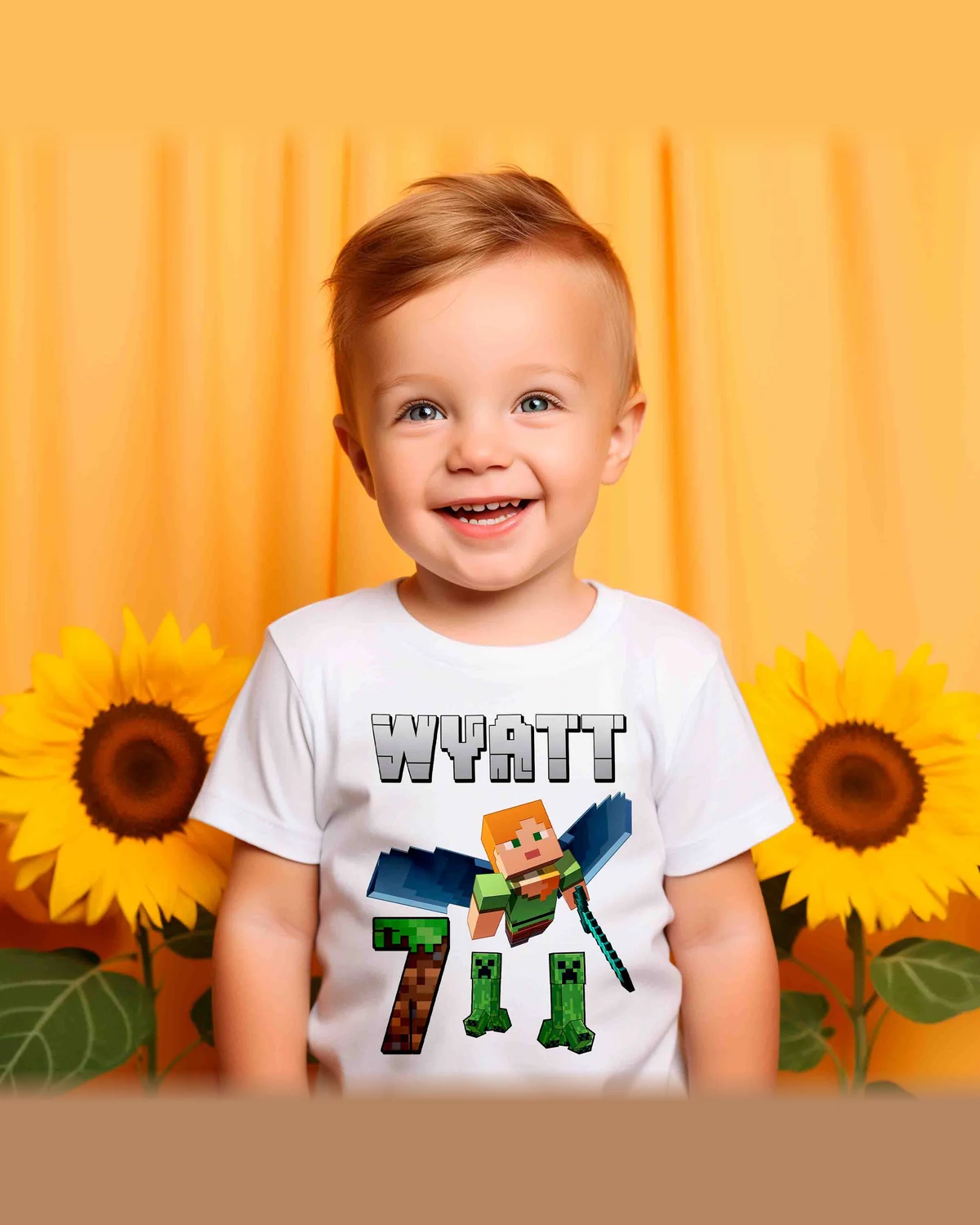 Minecraft Alex and Creeper Birthday T-Shirt with Custom Name and Age