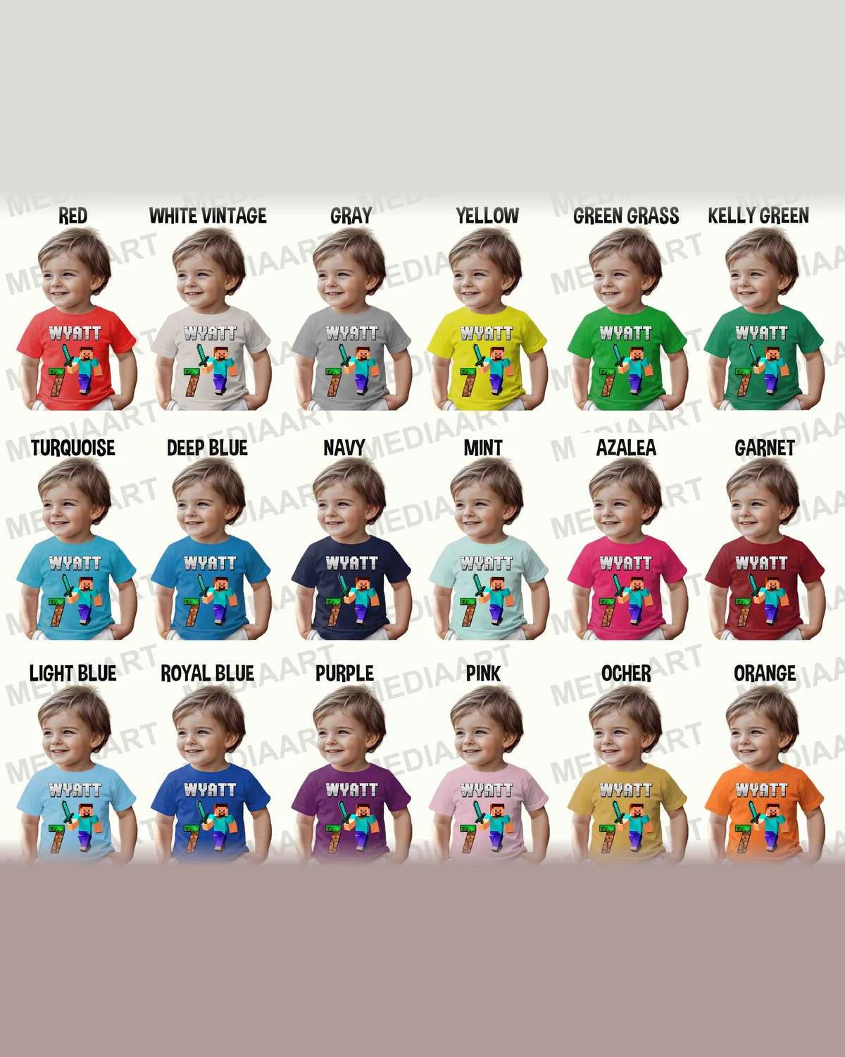 Minecraft Steve Birthday T-Shirt with Custom Name and Age