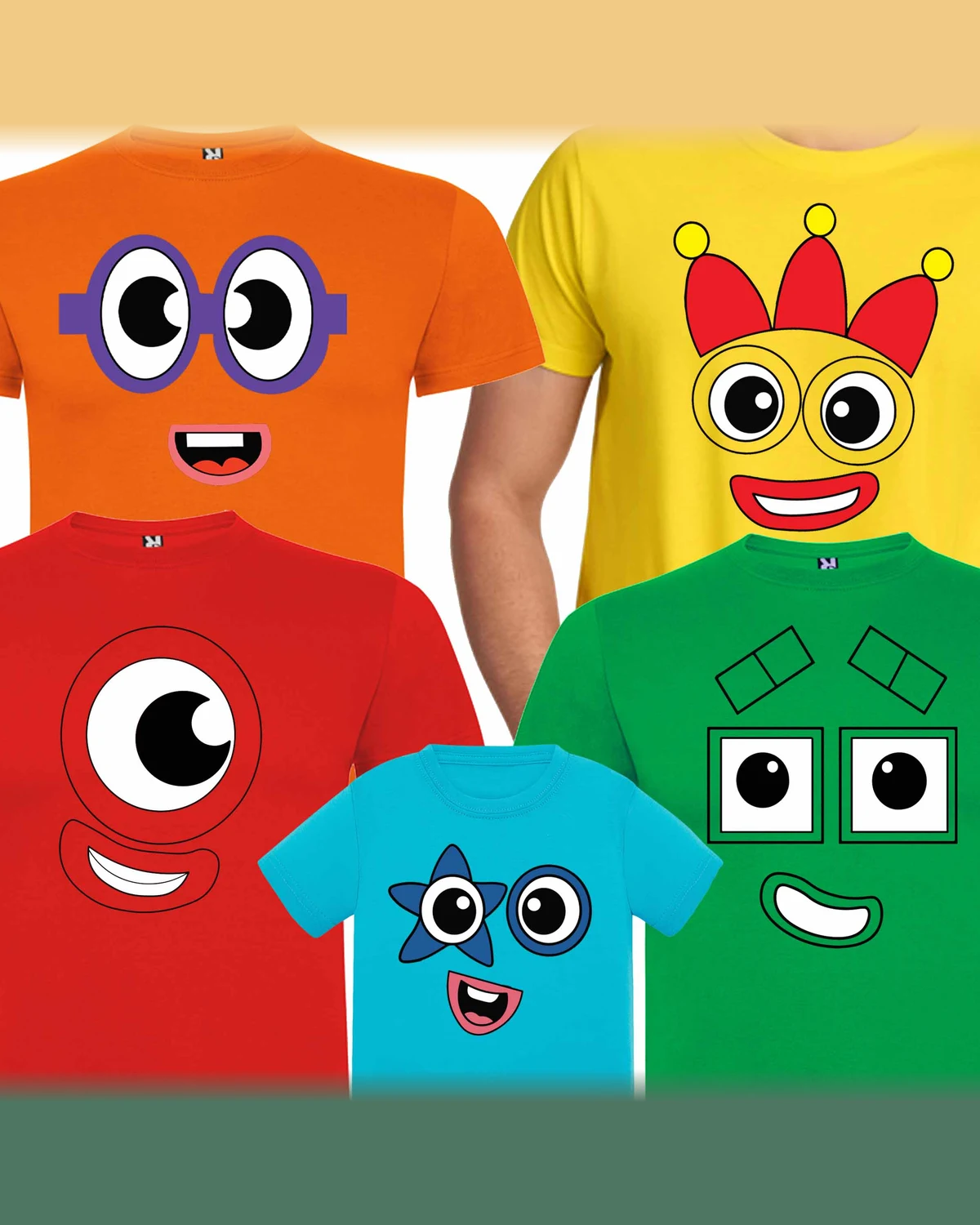 Numberblocks Character Face T-Shirt for Kids and Adults