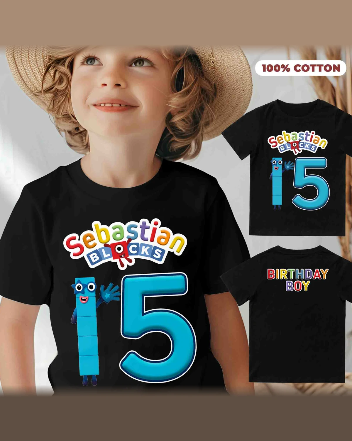 Numberblocks Fifteen Birthday T-Shirt with Custom Name and Age