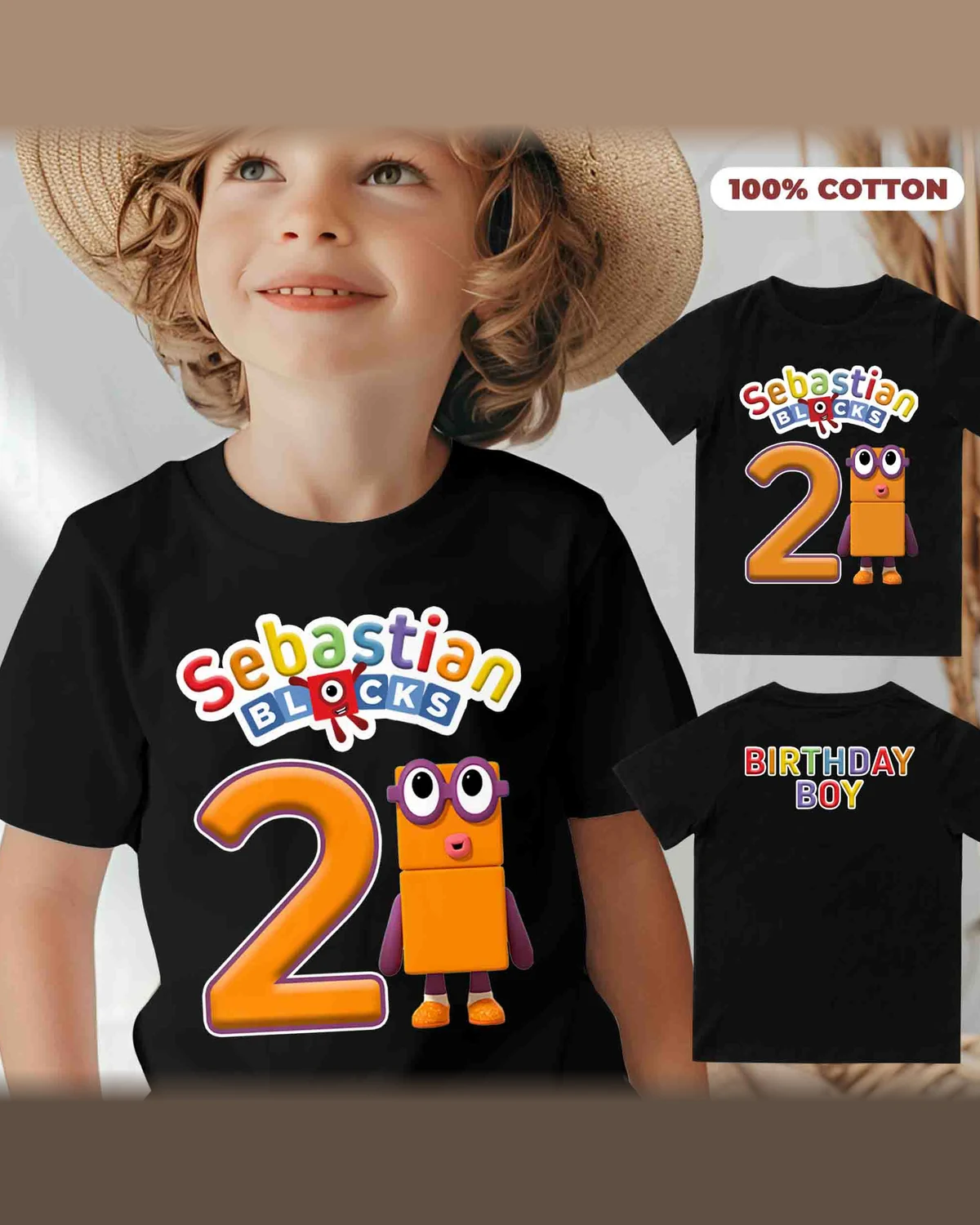 Numberblocks Two Birthday T-Shirt with Custom Name and Age