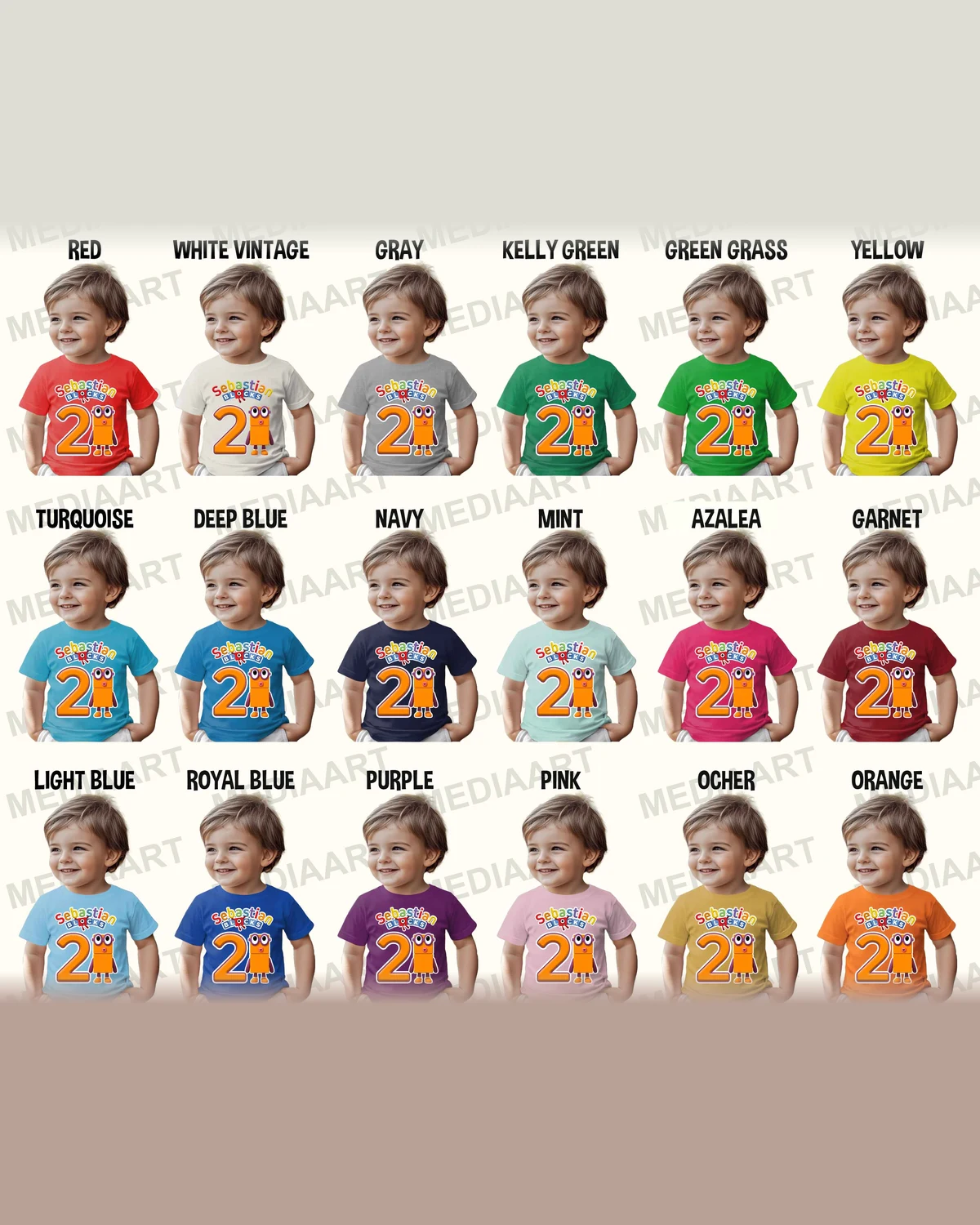 Numberblocks Two Birthday T-Shirt with Custom Name and Age