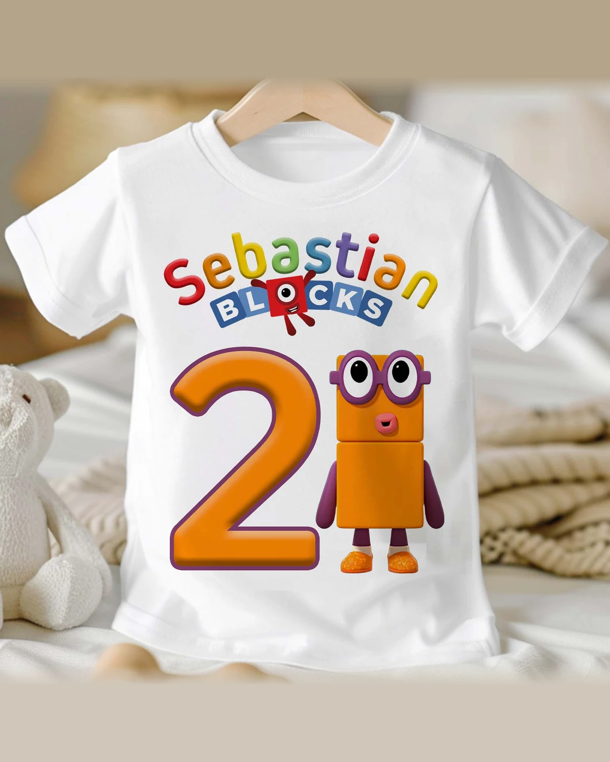 Numberblocks Two Birthday T-Shirt with Custom Name and Age