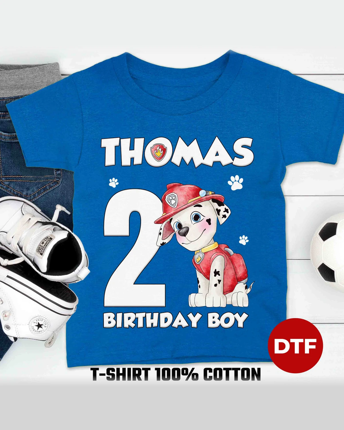 Paw Patrol Marshall Birthday T-Shirt with Custom Name and Age