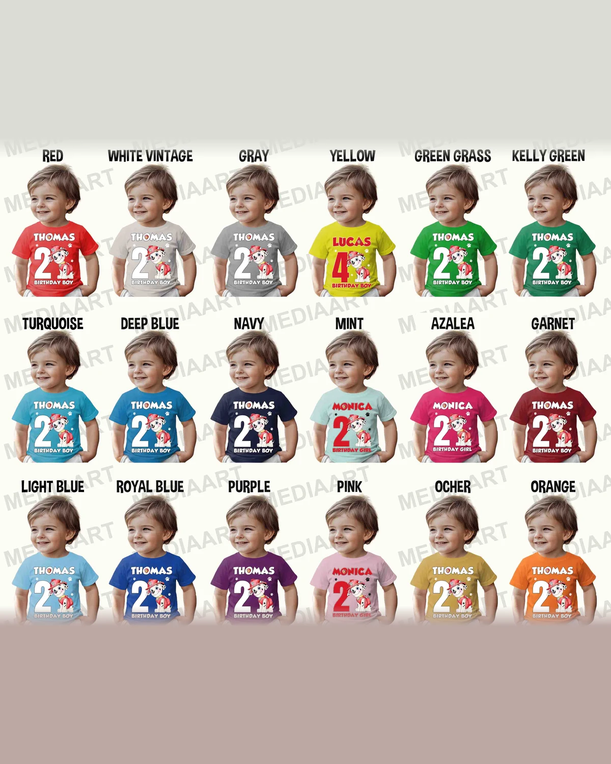 Paw Patrol Marshall Birthday T-Shirt with Custom Name and Age