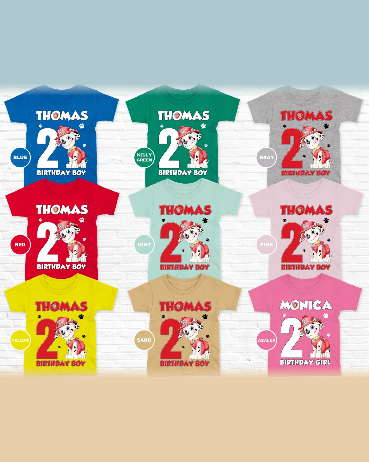 Paw Patrol Marshall Birthday T-Shirt with Custom Name and Age