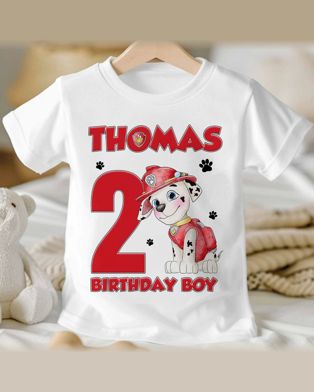 Paw Patrol Marshall Birthday T-Shirt with Custom Name and Age