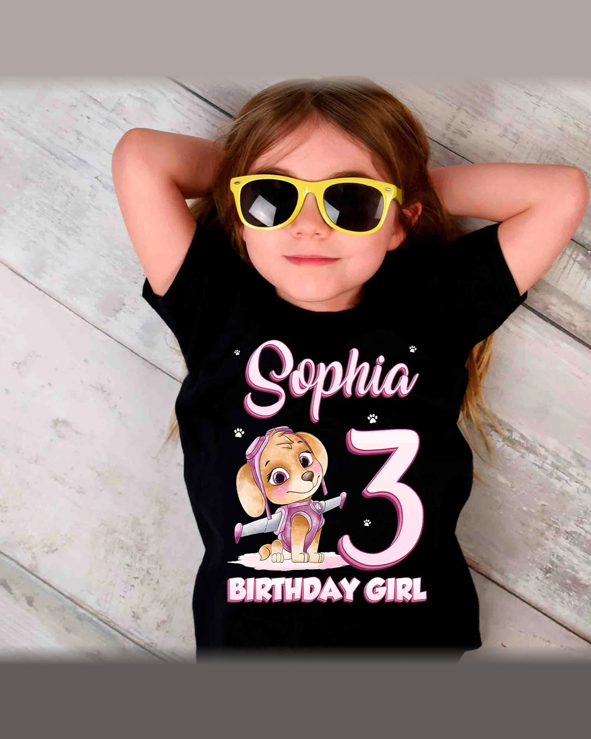 Paw Patrol Skye Birthday T-Shirt with Custom Name and Age