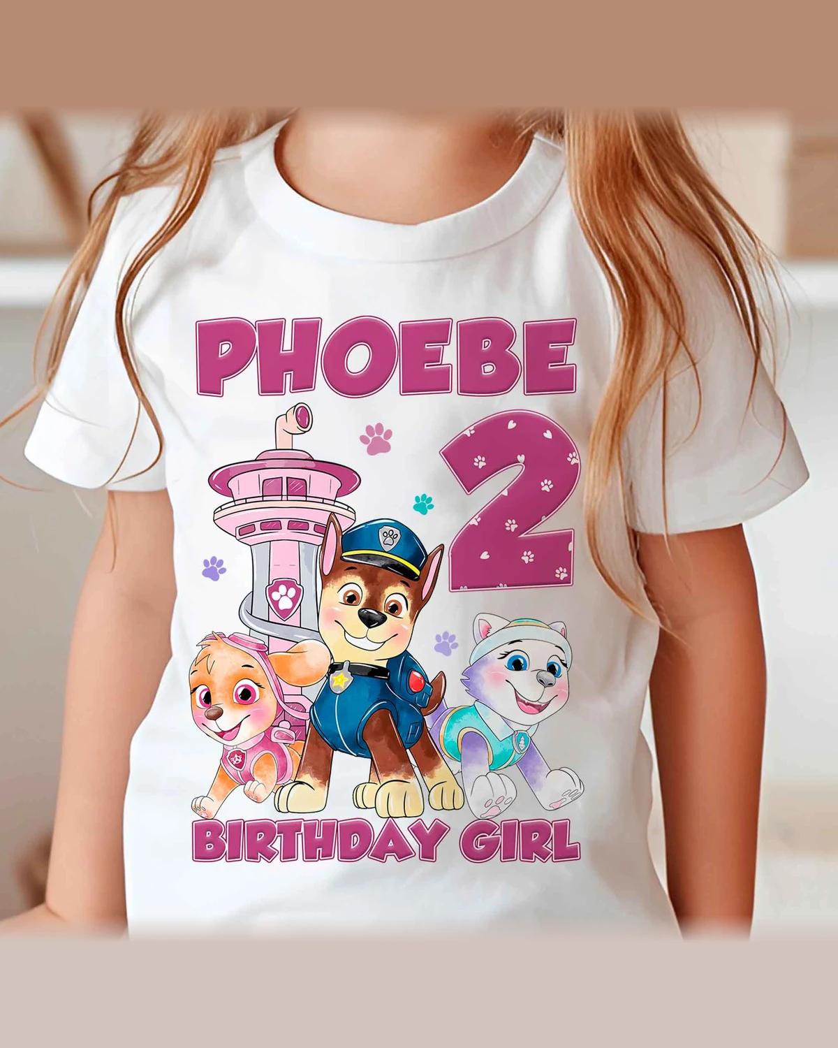 Paw Patrol Skye, Chase and Everest Birthday T-Shirt with Custom Name and Age