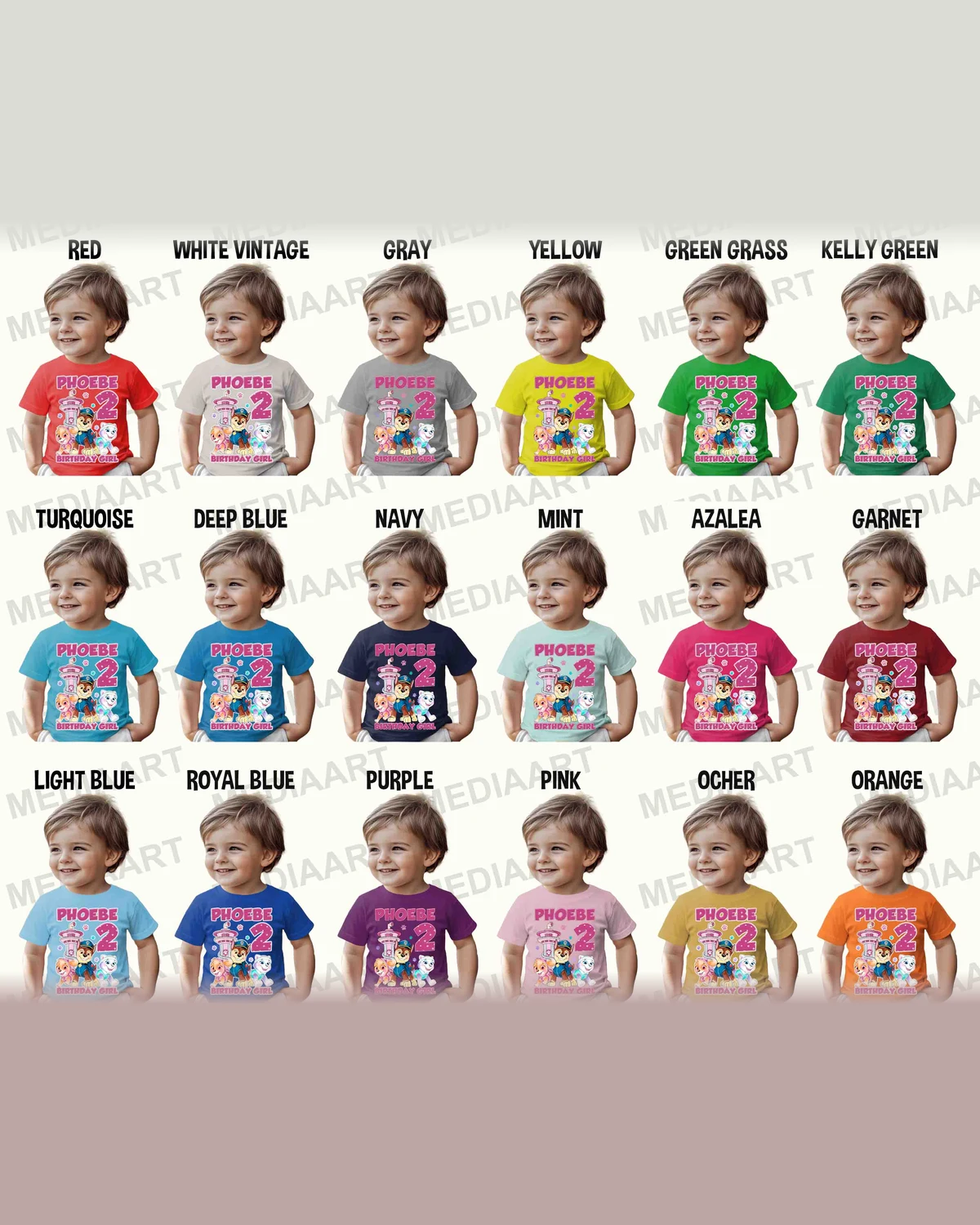 Paw Patrol Skye, Chase and Everest Birthday T-Shirt with Custom Name and Age
