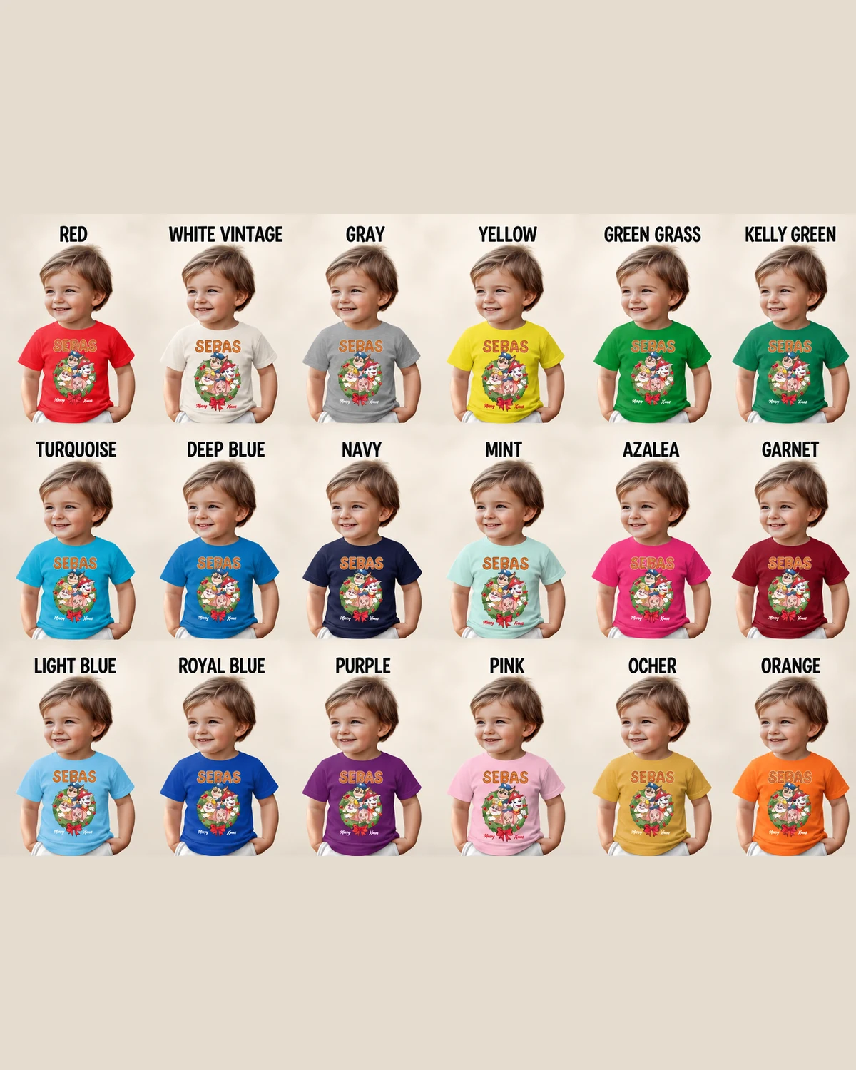 Personalized Paw Patrol Christmas Wreath T-Shirt with Name