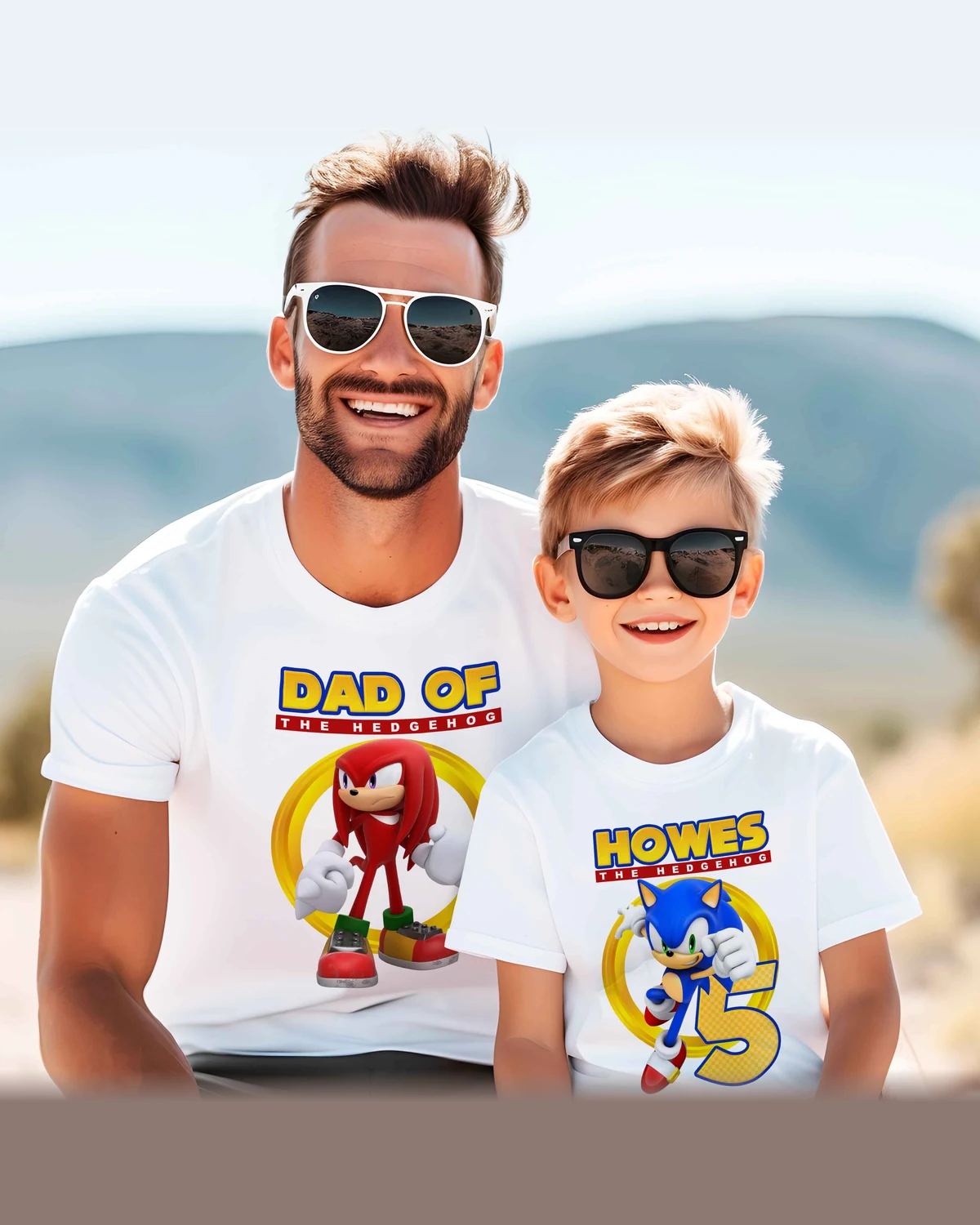 Sonic the Hedgehog Birthday T-Shirt with Custom Name, Matching Family Shirts