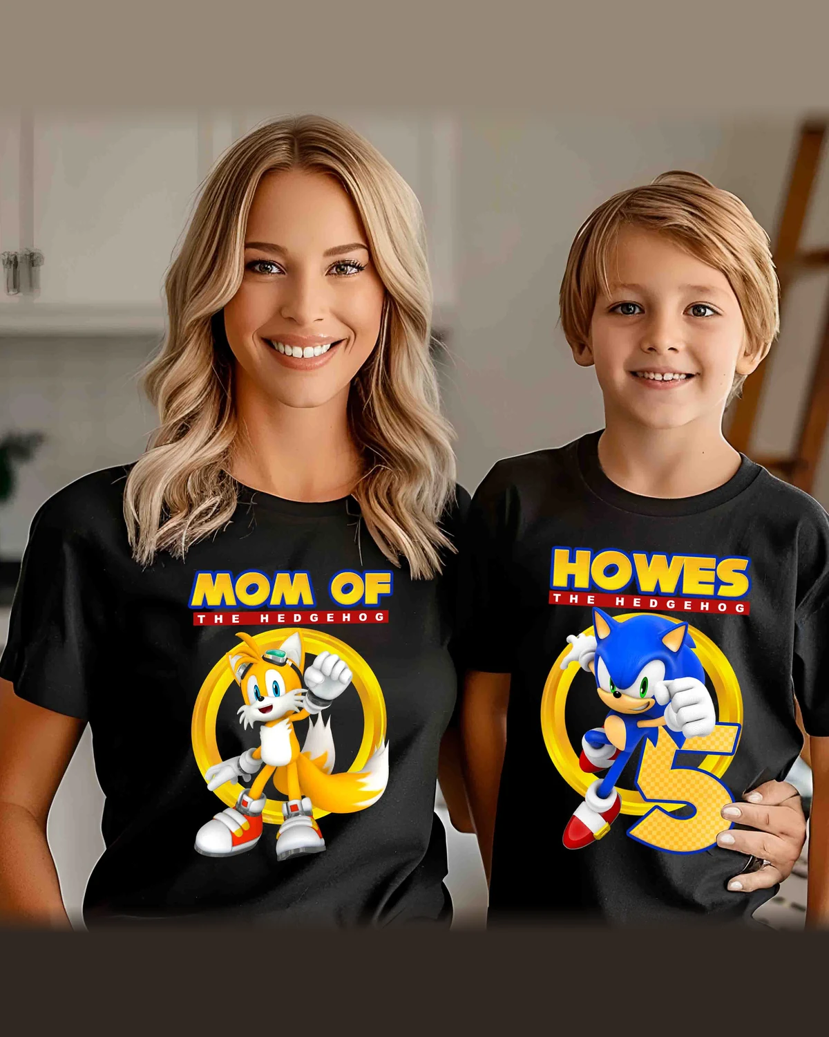 Sonic the Hedgehog Birthday T-Shirt with Custom Name, Matching Family Shirts
