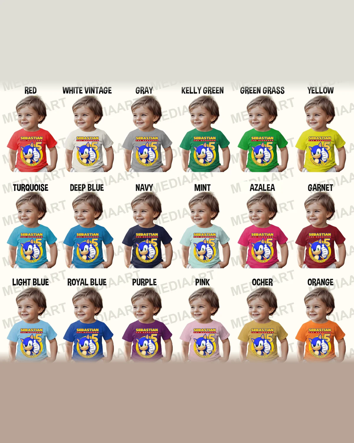 Sonic Thumbs Up Birthday T-Shirt with Custom Name and Age